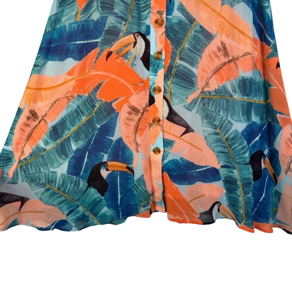 NWT FARM RIO Plantage Rio Toucan Forrest Midi Skirt Button Tropical Button XS - Picture 5 of 13